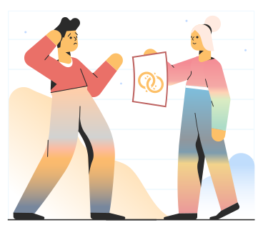 Woman asking a man for divorce PNG, SVG