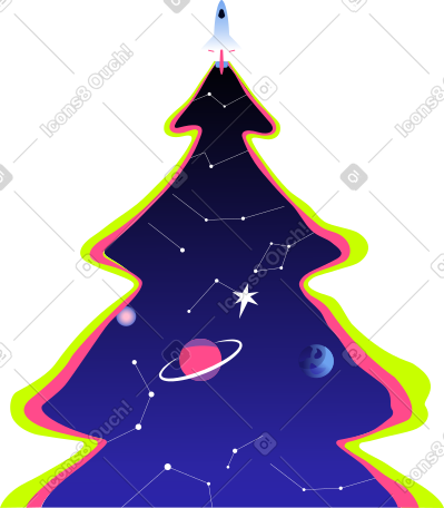 festive space christmas tree PNG, SVG