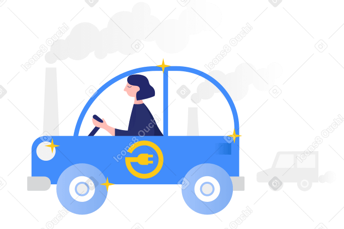 Electric car Illustration in PNG, SVG