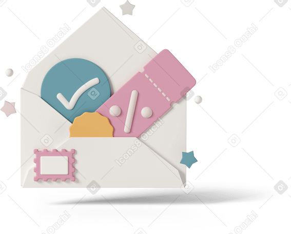 3D postal envelope with discount coupons в PNG, SVG