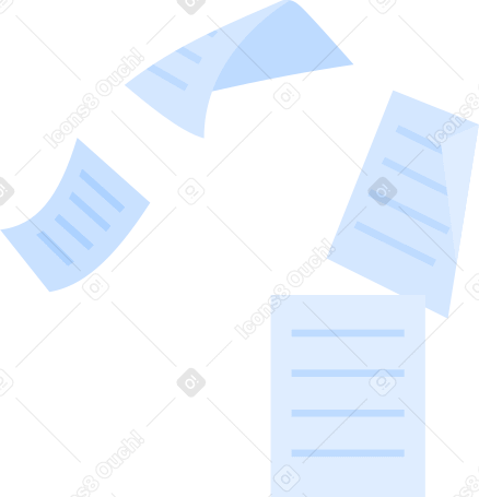 flying sheets of documents Illustration in PNG, SVG
