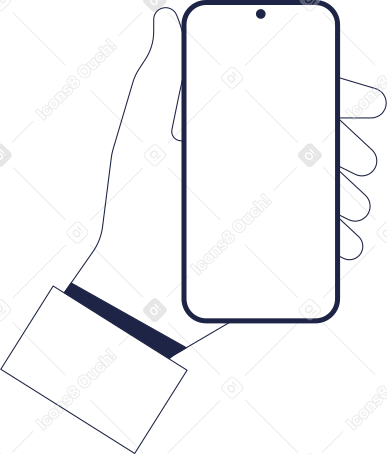 hand holding a smartphone with an empty screen Illustration in PNG, SVG