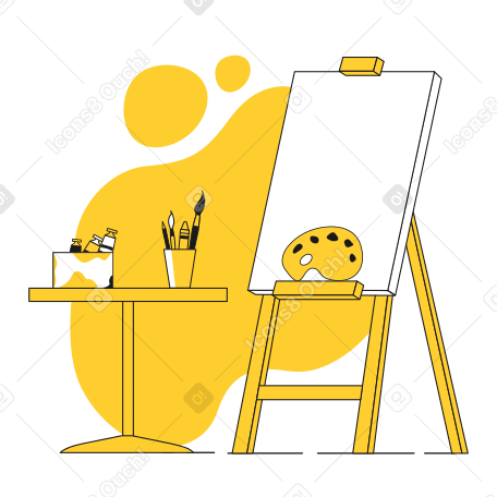 Cartoon easel. Painting canvas. Artist tools icon