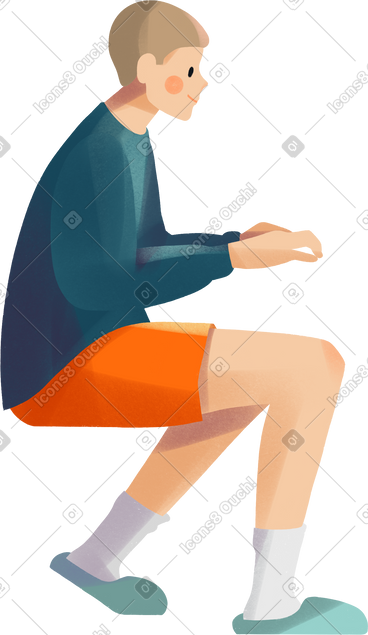 Young blonde man sitting PNG, SVG