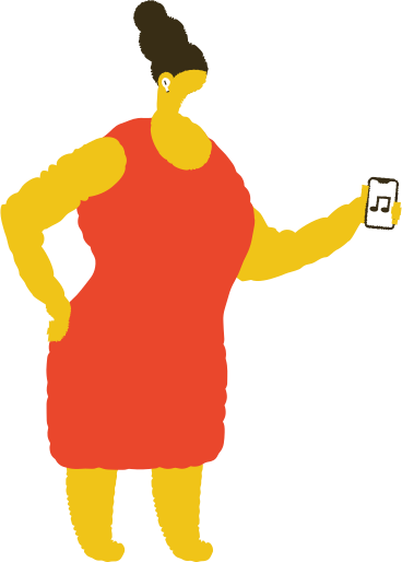 Woman with wireless headphones PNG、SVG