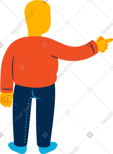 Chubby man pointing back PNG, SVG