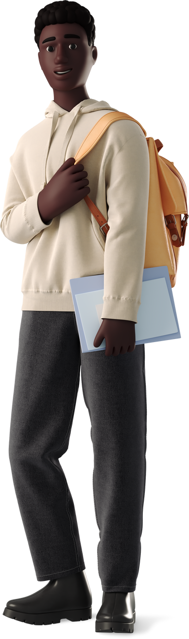 young man student with backpack PNG, SVG