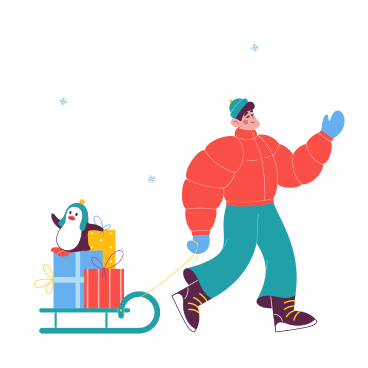 Man carrying sleigh with christmas gifts PNG, SVG