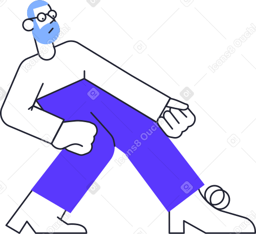 bearded man in blue pants is pulling something Illustration in PNG, SVG