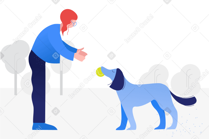 Playing with dog Illustration in PNG, SVG
