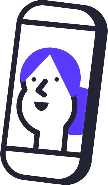 phone with woman face animated illustration in GIF, Lottie (JSON), AE