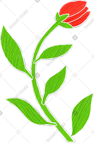 red bud on a big green stem PNG, SVG