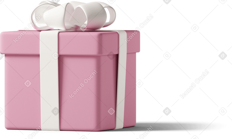 3D pink gift box в PNG, SVG
