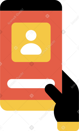 Рука держит телефон со значком человека в PNG, SVG