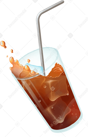 glass of cola with ice PNG, SVG