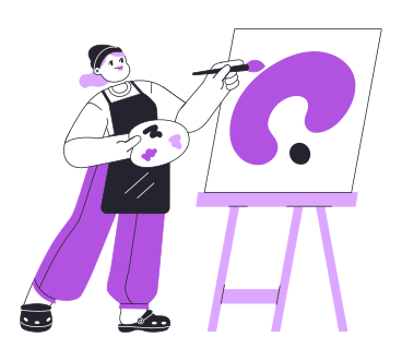Artist woman painting with an easel PNG, SVG