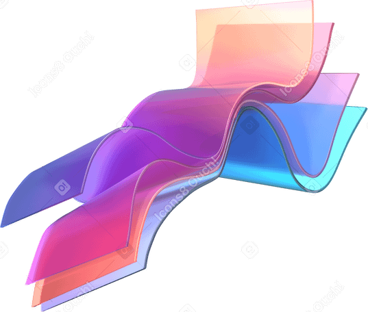 3D 흐르는 물결 모양의 화려한 리본 PNG, SVG