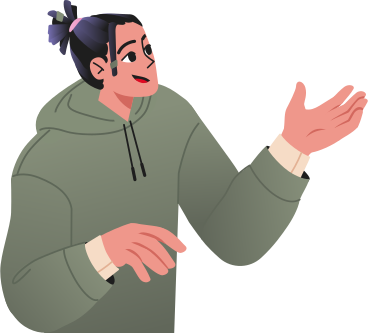Young woman in a hoodie explaining something PNG, SVG