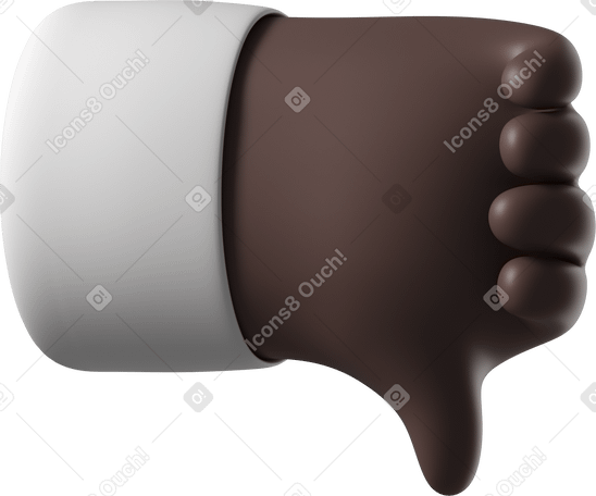 3D Black skin hand giving a dislike PNG, SVG