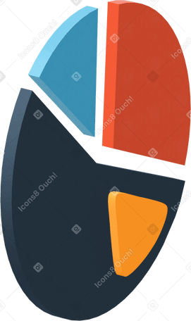 3D Pie chart with four sectors Illustration in PNG, SVG