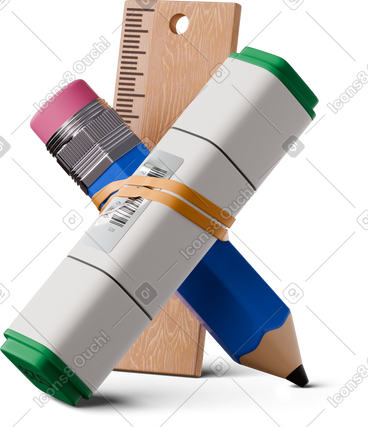 Pencil ruler and marker making pyramid PNG, SVG