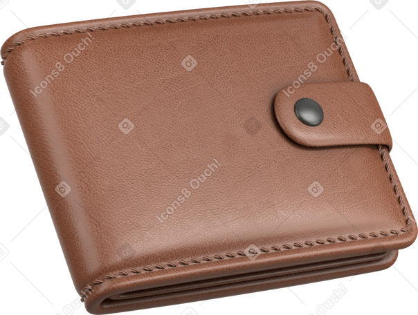 3D brown wallet turned right Illustration in PNG, SVG