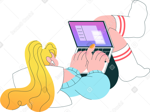 donna sdraiata con il laptop sopra di lei PNG, SVG