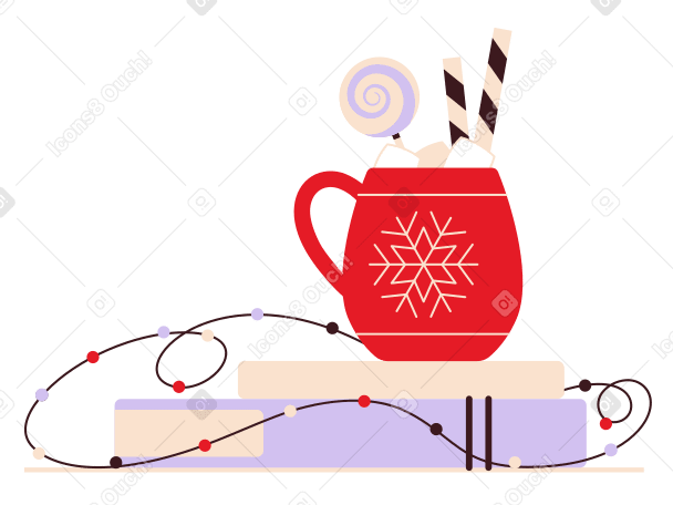 Рождественский напиток и книги в PNG, SVG