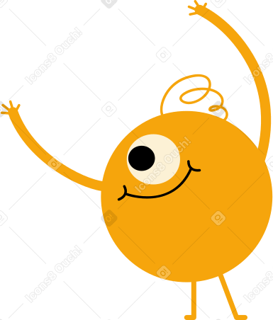 yellow round character with hands up Illustration in PNG, SVG