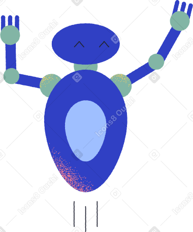 dark blue jumping robot PNG、SVG
