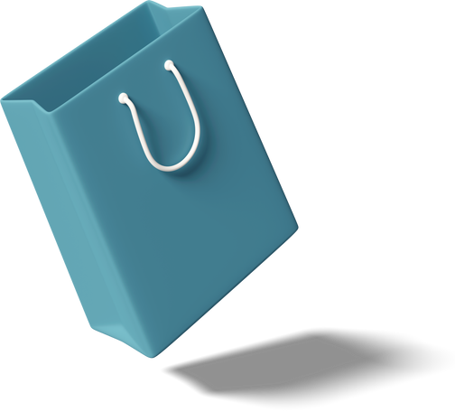3D Blue shopping bag in air PNG, SVG