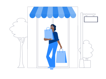 Woman leaving the store with shopping bags PNG, SVG