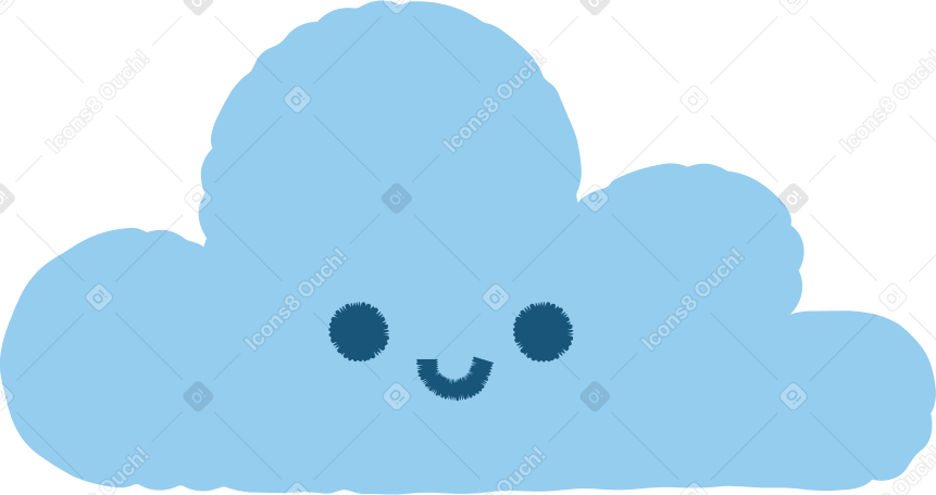 blue cloud with smile PNG, SVG