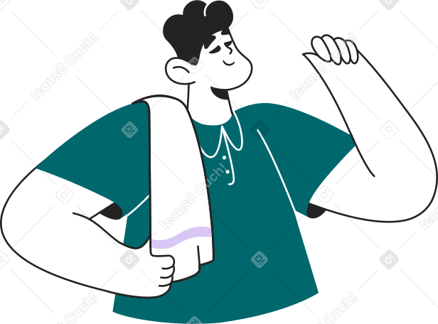 man with a towel on his shoulder Illustration in PNG, SVG