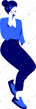 坐着的女人拿着电话 PNG, SVG