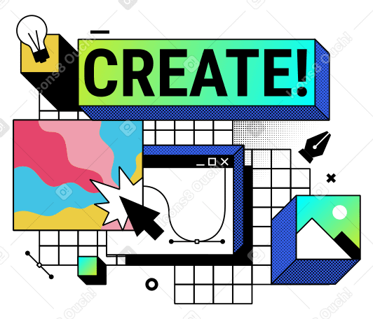Web design with the word create PNG, SVG