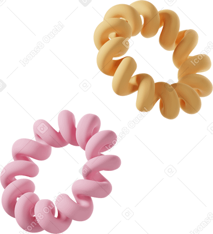 3D pink and yellow hairties Illustration in PNG, SVG