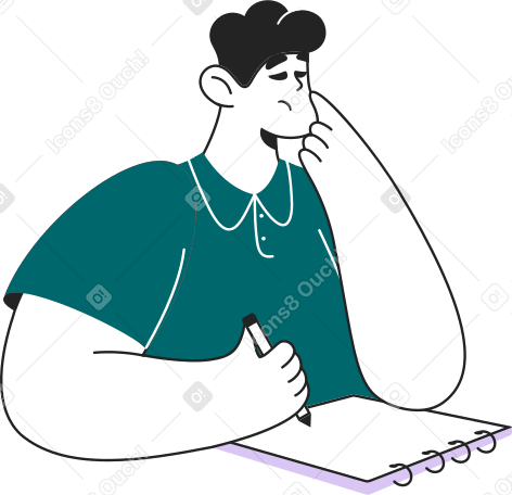 man with blank notepad and pencil Illustration in PNG, SVG