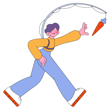 Man chasing carrot on a fishing rod PNG, SVG