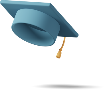 Blue graduation hat in the air PNG, SVG