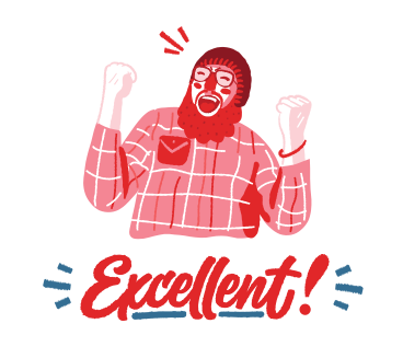 Excellent lettering and man in joy PNG, SVG