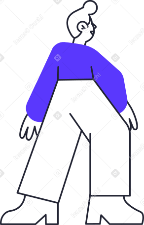 man in blue sweater standing back Illustration in PNG, SVG