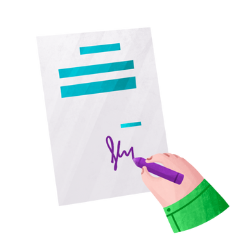 Hand signs the document PNG, SVG