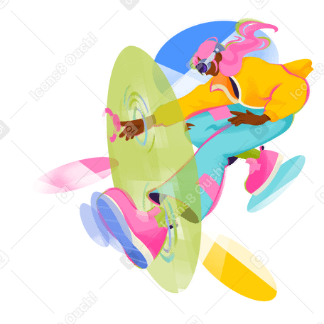 Young woman surfing metaverse in vr glasses PNG, SVG