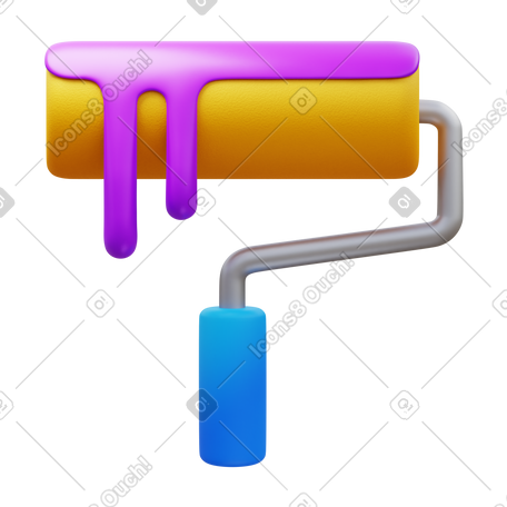 3D paint roller PNG, SVG