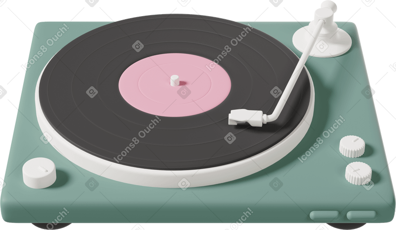 3D vinyl record player PNG, SVG