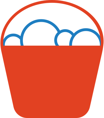 red bucket with foam PNG, SVG
