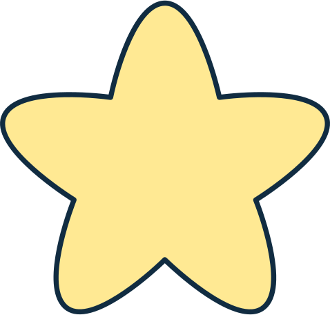 yellow star with black outline Illustration in PNG, SVG