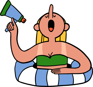 Woman with a megaphone swimming PNG, SVG