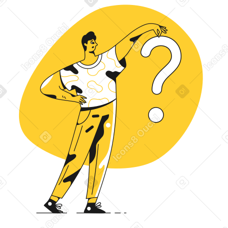 Puzzled man looking at question mark PNG, SVG